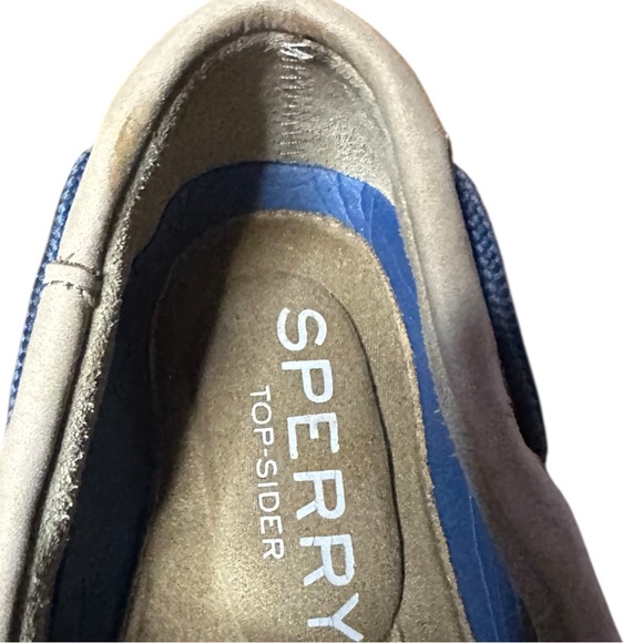 Sperry STS10671 Size 9 Billfish Ultralite 3-Eye Boat Shoe - Taupe Blue like new